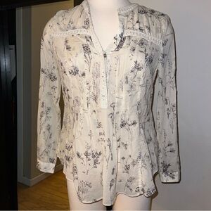 Maeve Anthropologie Floral Sheer Top size 0